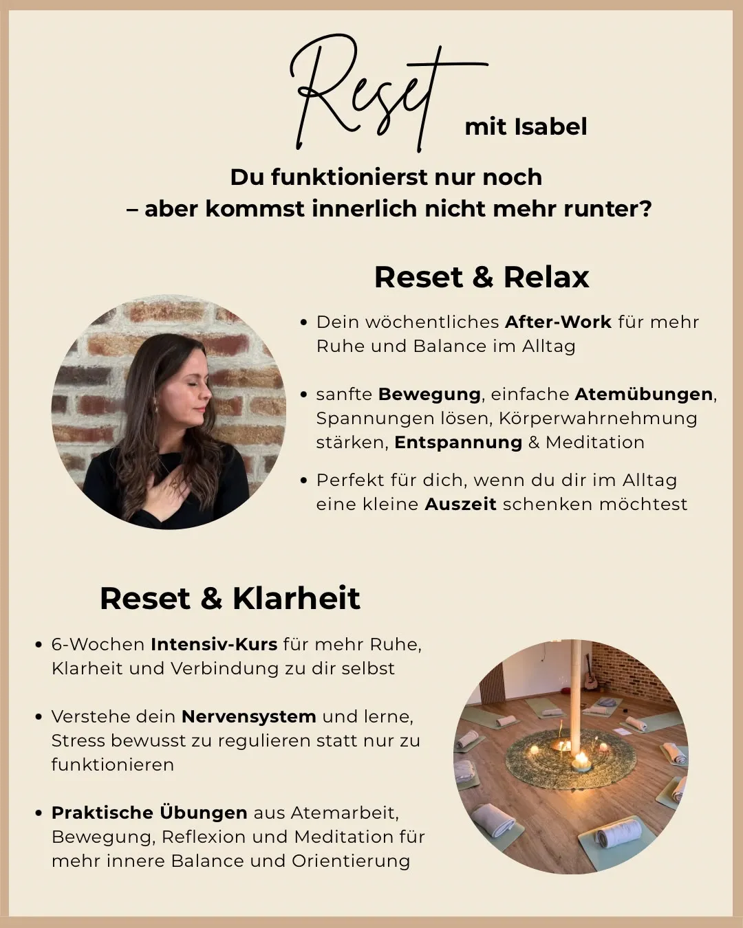 Reset mit Isabel – Reset & Klarheit und Reset & Relax